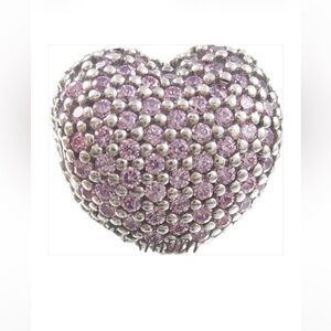 Pandora Open My Heart Clip Charm Pavé Sparkling Heart Charm Purple Rhinestones